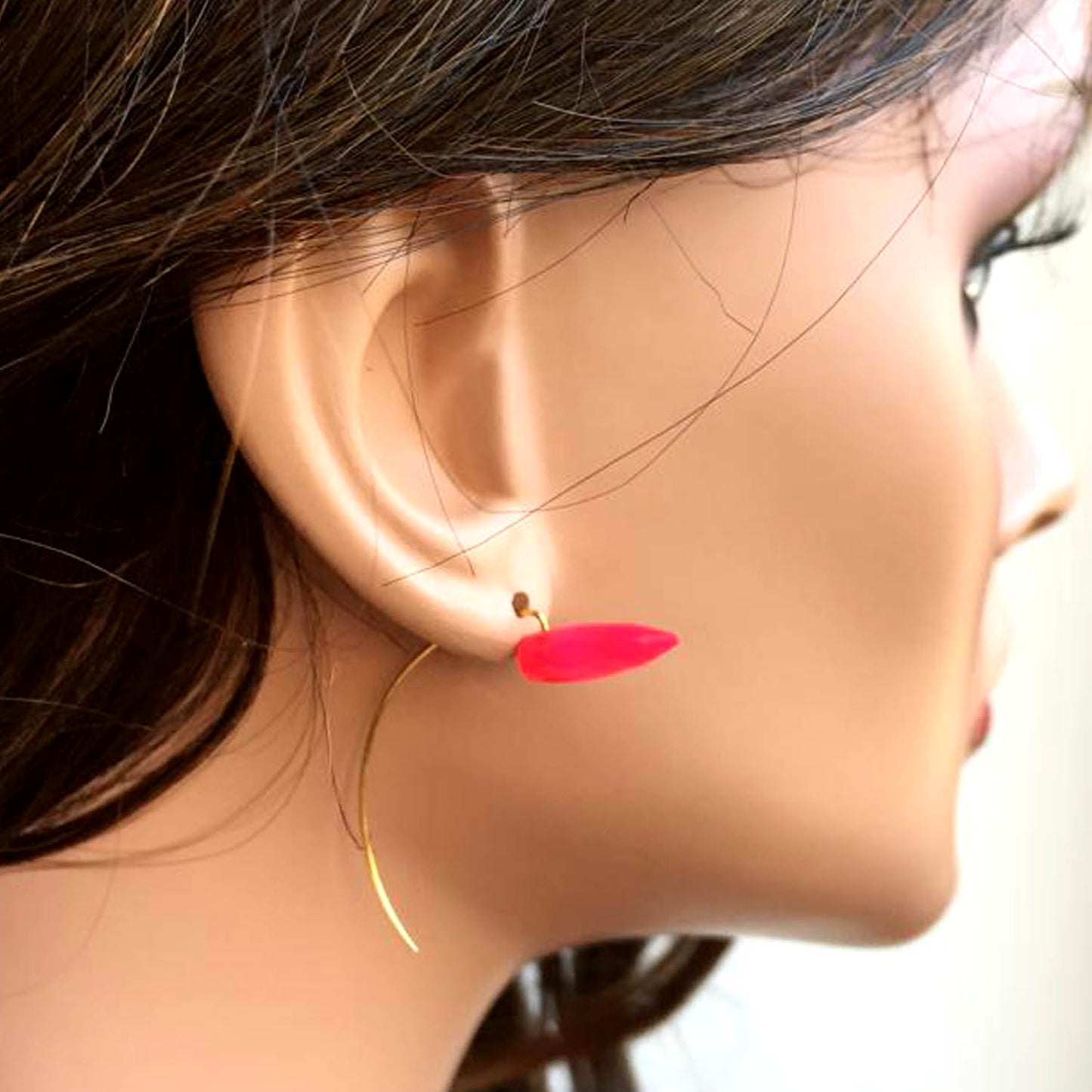 Pointed Oval Earrings with Bullet Gems