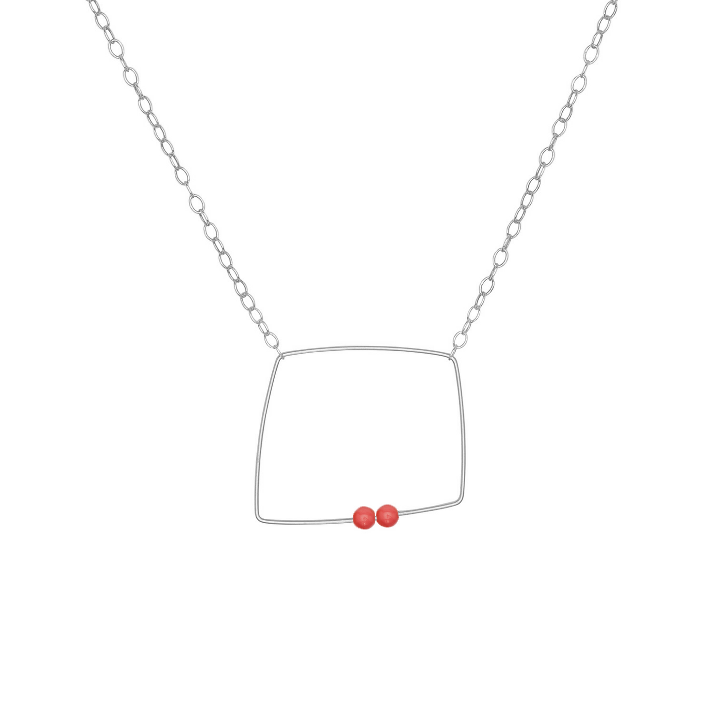 Small Square Pendant Necklace with choice of Round Gemstone Beads