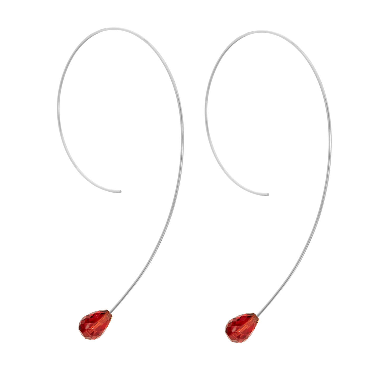 Long Loop Earrings with Drop Gems