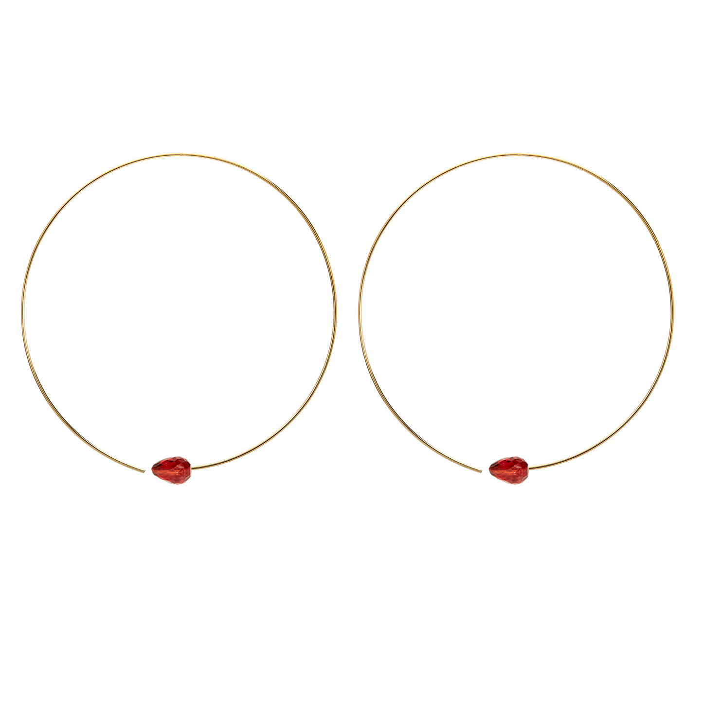 Medium Round Hoops with Drop Gems