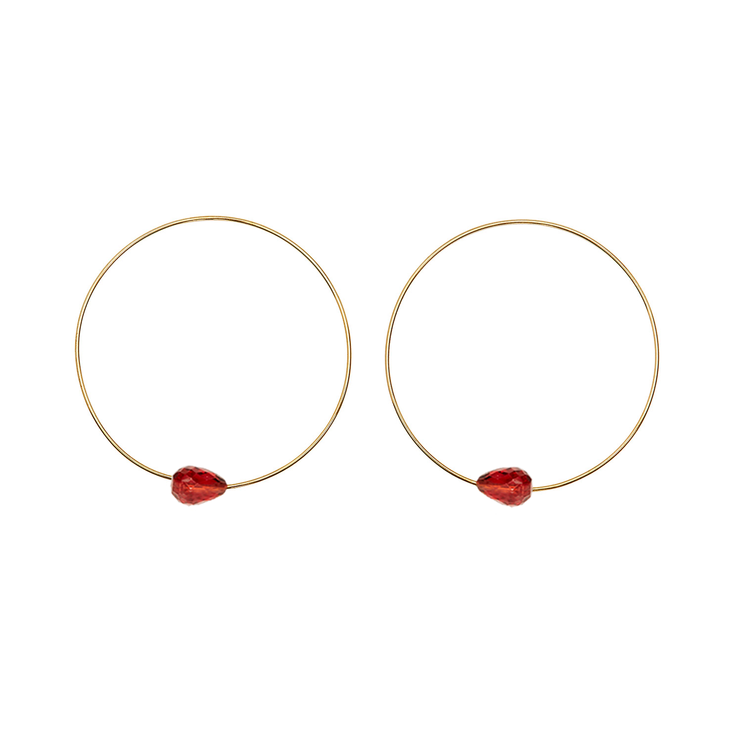 Small Round Hoops with Drop Gems