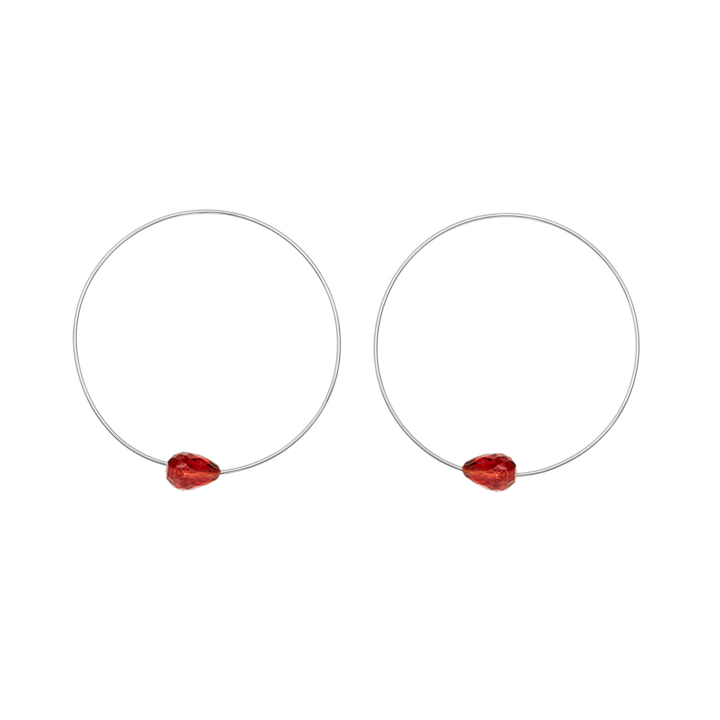 Small Round Hoops with Drop Gems