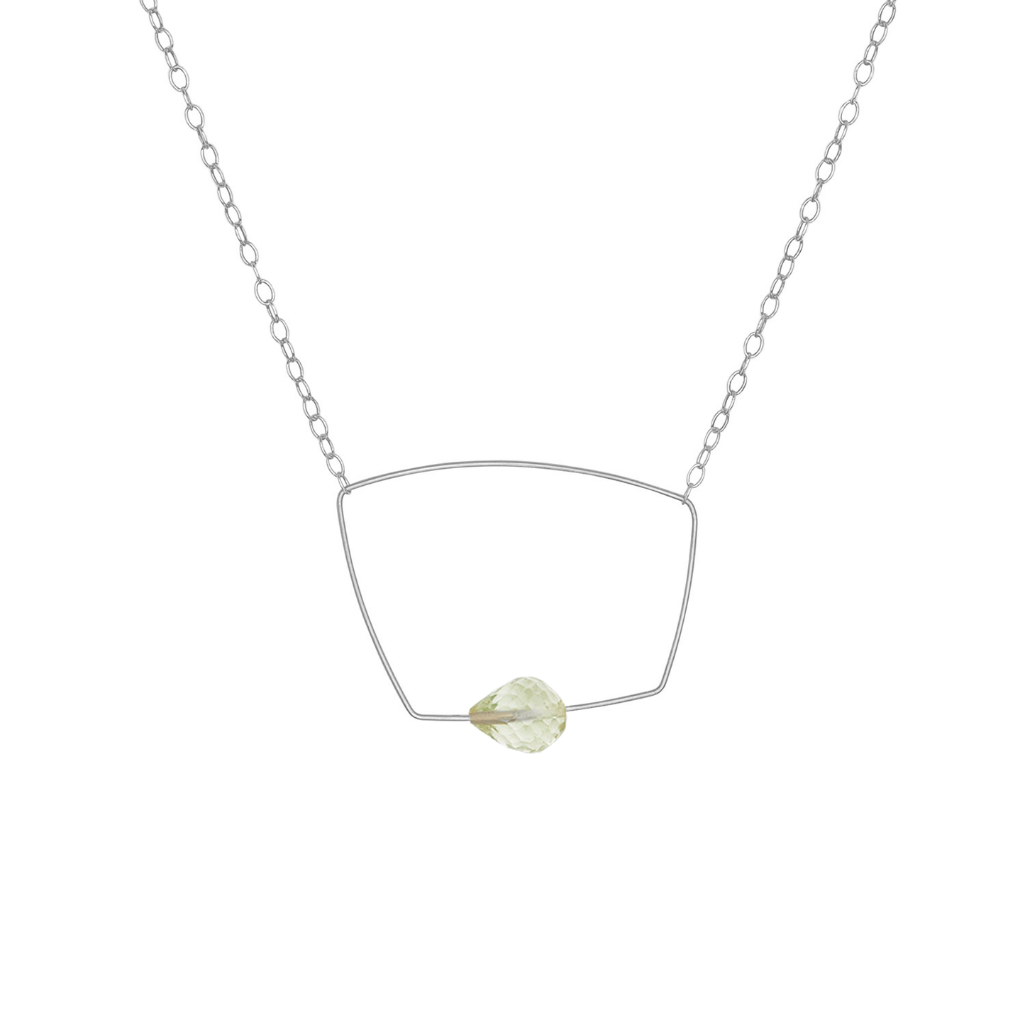 Asymmetric Square Pendant Necklace with hand-cut Gemstones