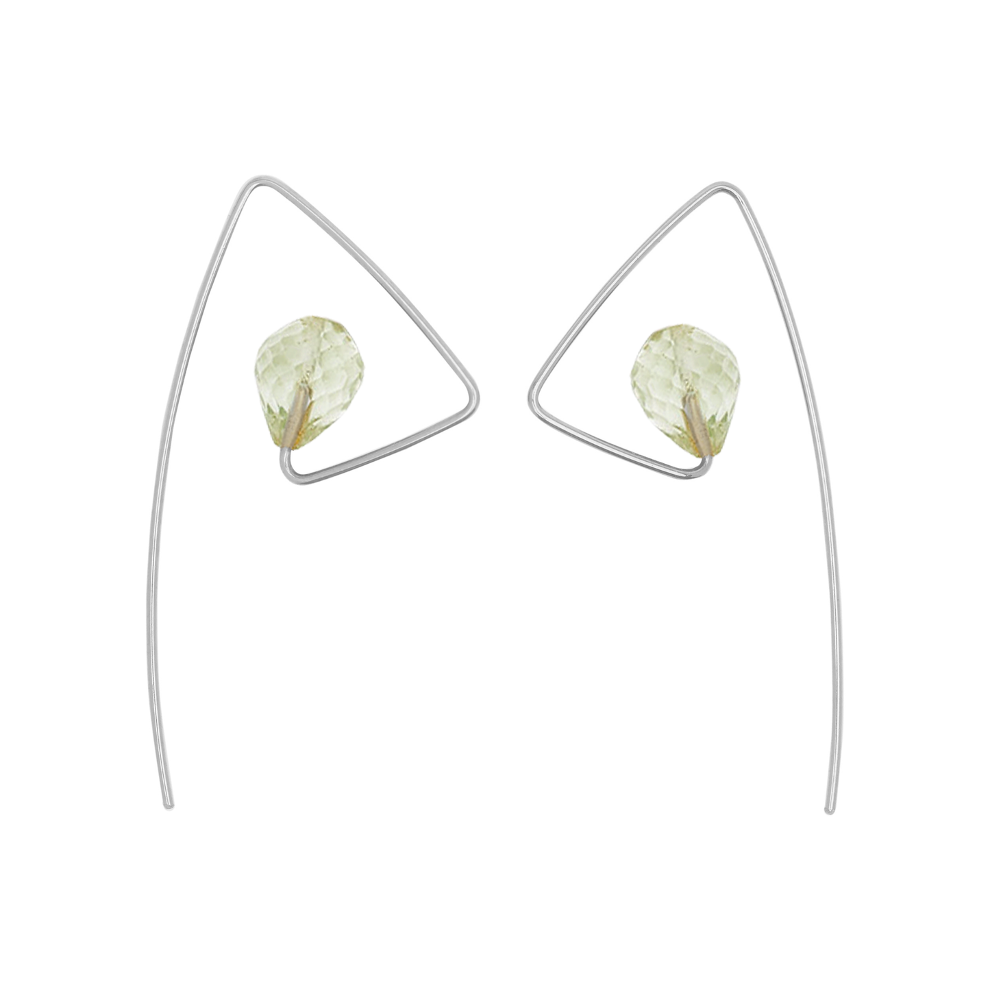 Medium Triangle Twist Earrings with Drop Gems