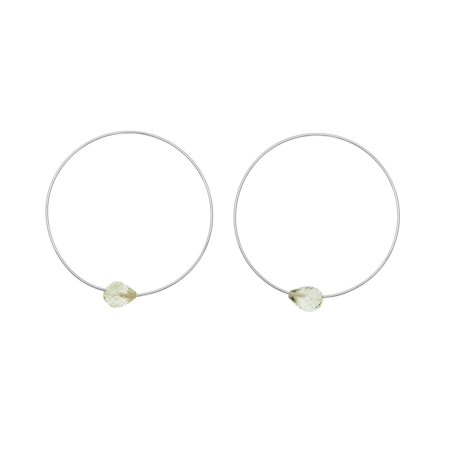 Small Round Hoops with Drop Gems