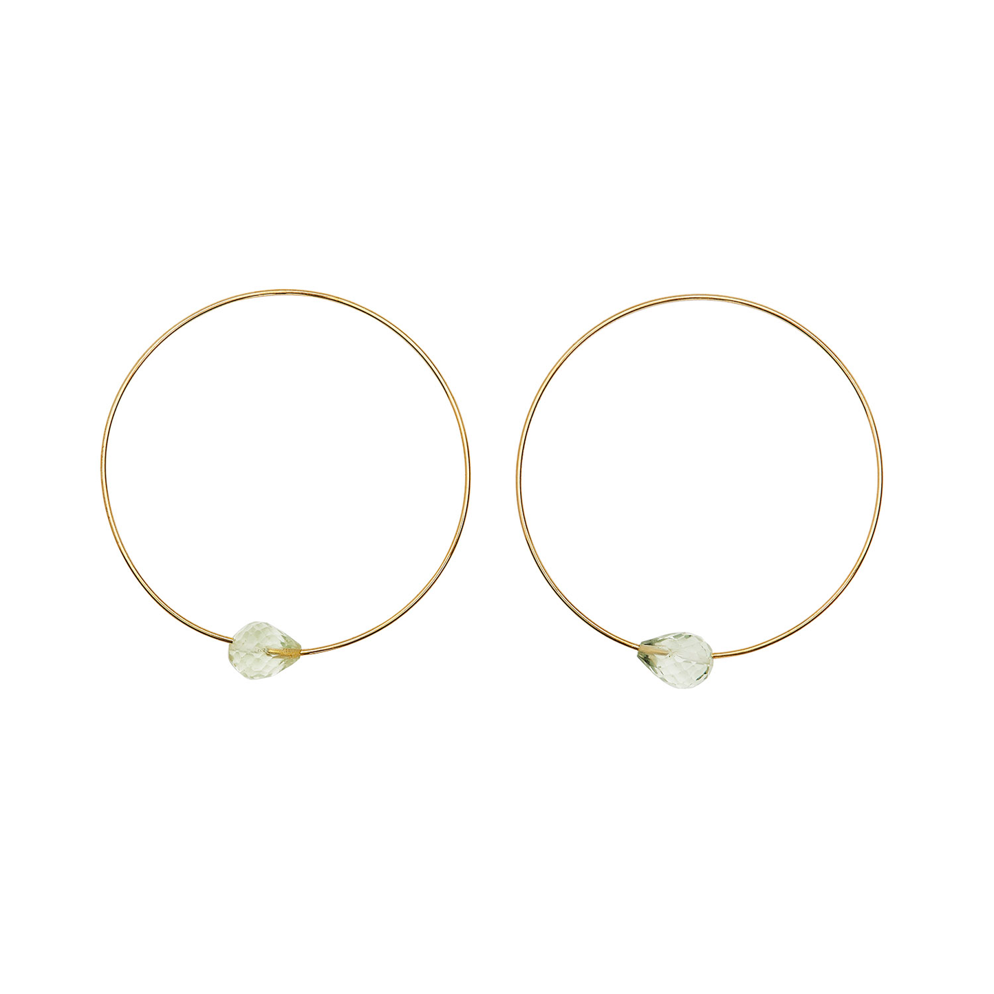 Small Round Hoops with Drop Gems