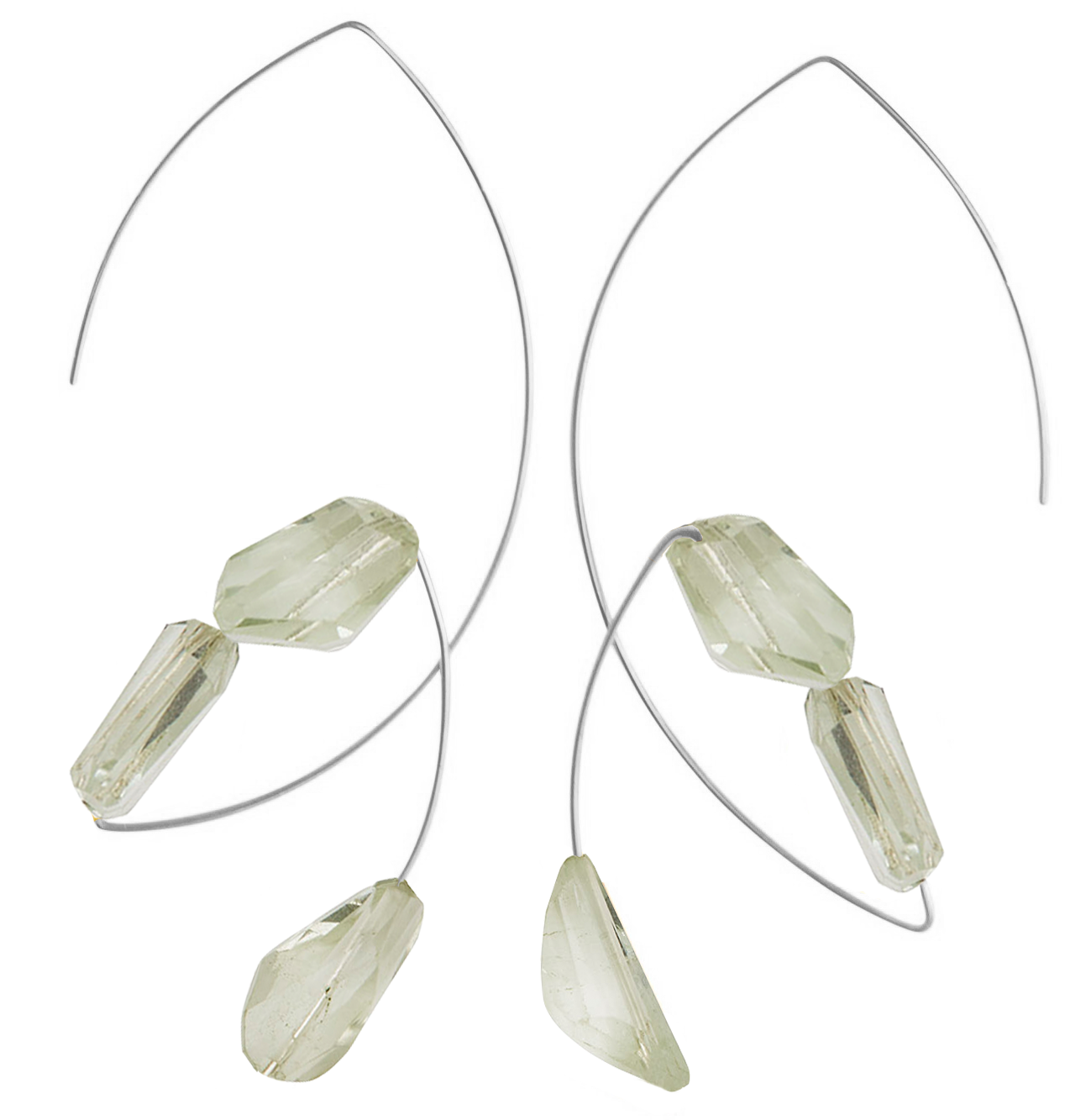 Angled Loop Earrings with hand-cut gemstones