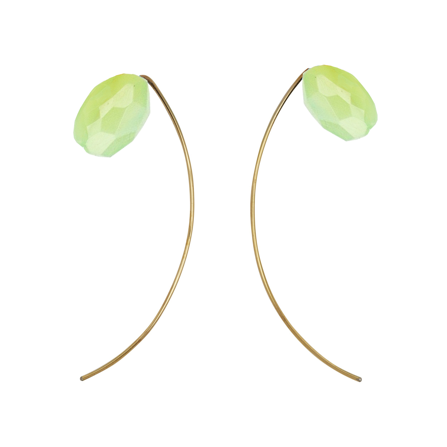 Long Curve Earrings with hand-cut precious gems