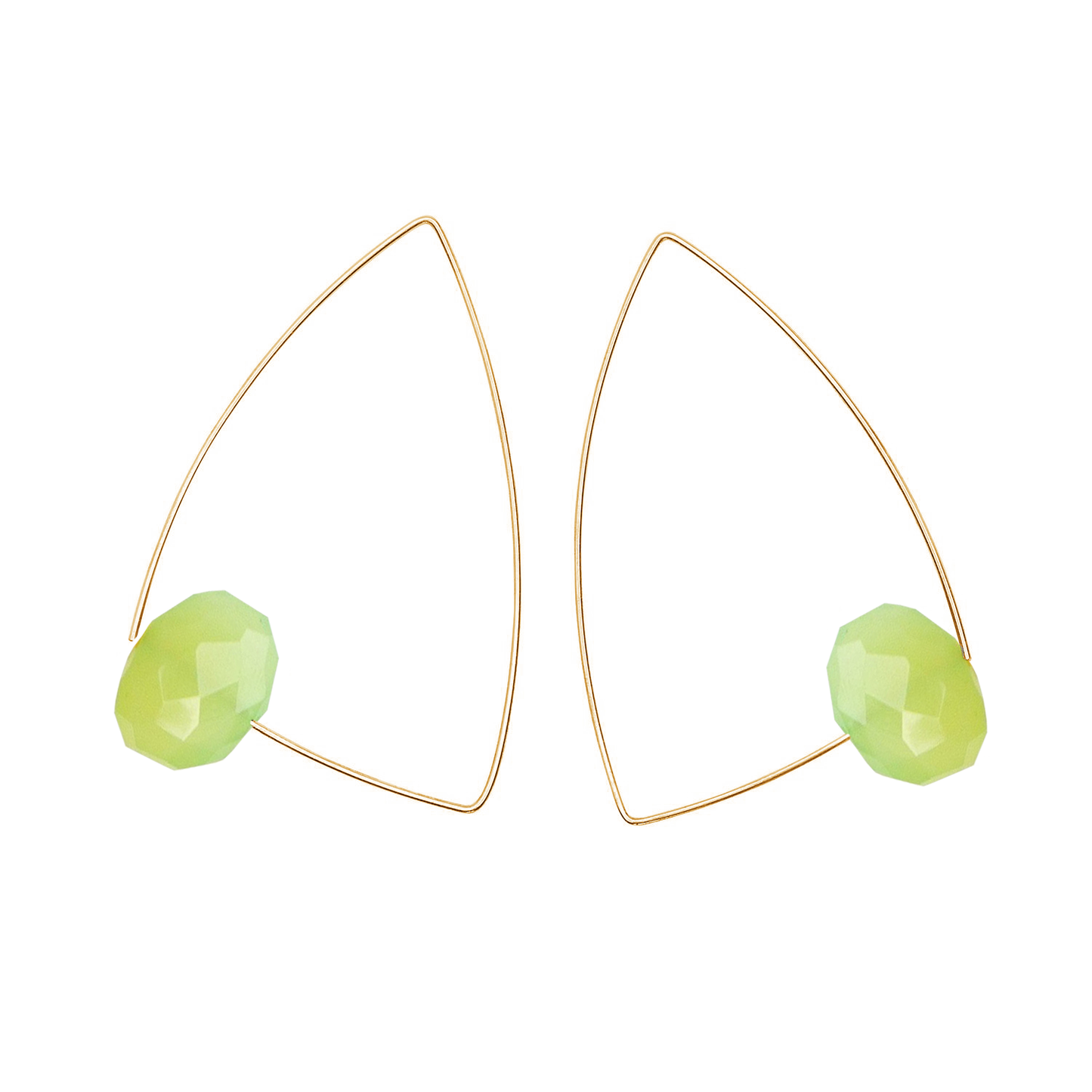 Large Triangle Earrings with hand-cut precious Gemstones