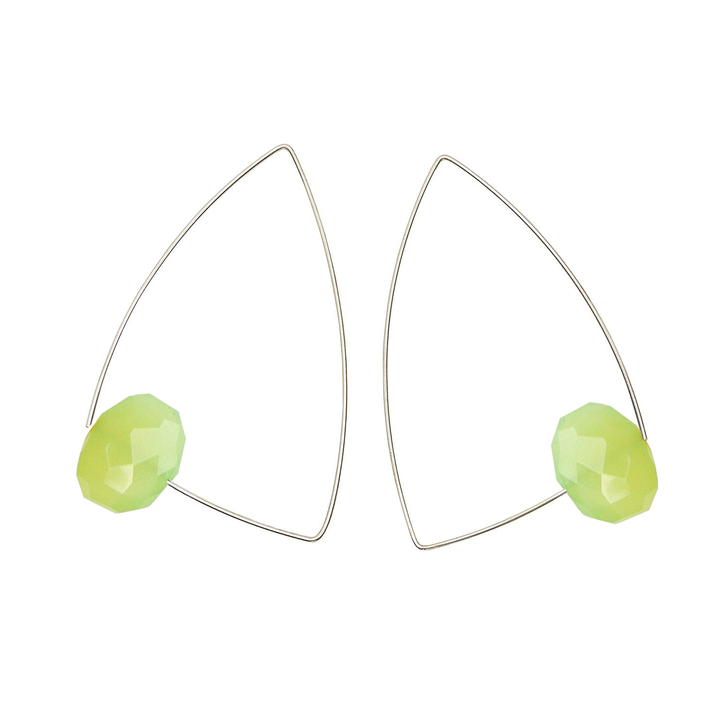 Large Triangle Earrings with hand-cut precious Gemstones