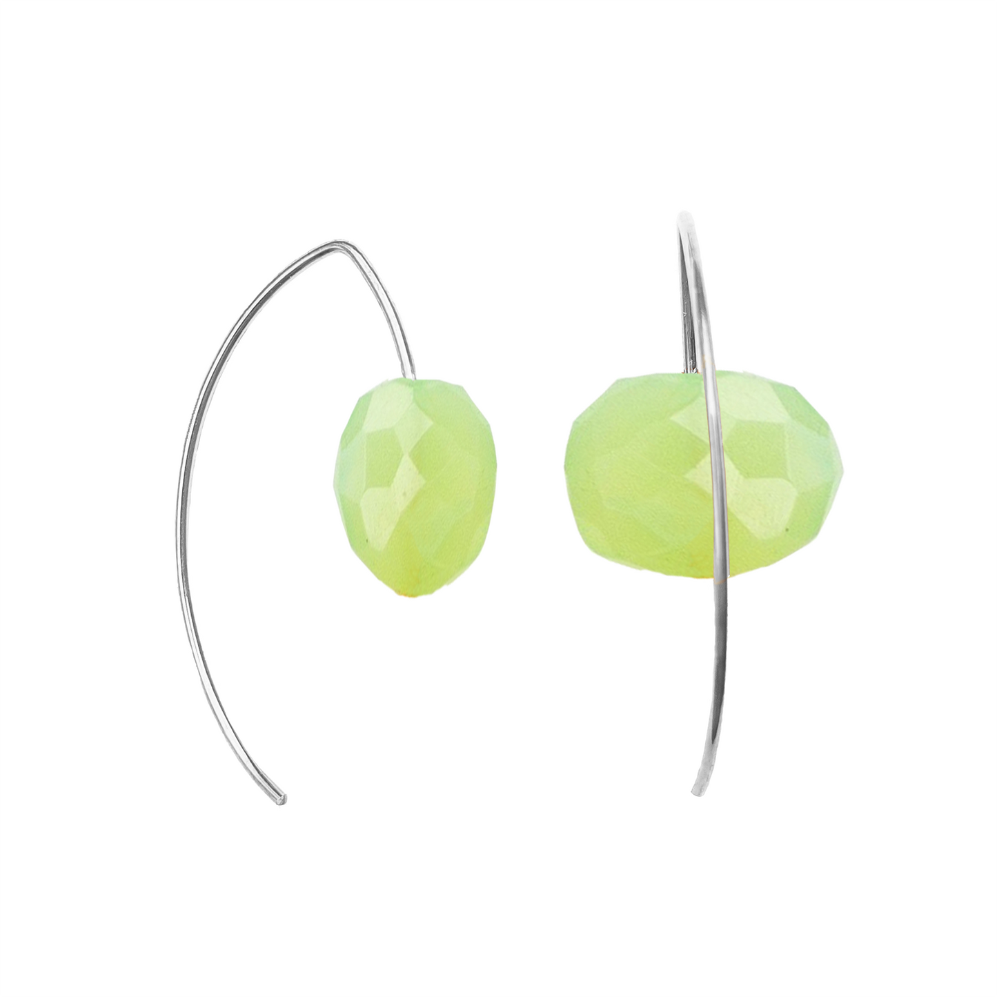 Short Curve Earrings with Hand-cut Precious Gemstones