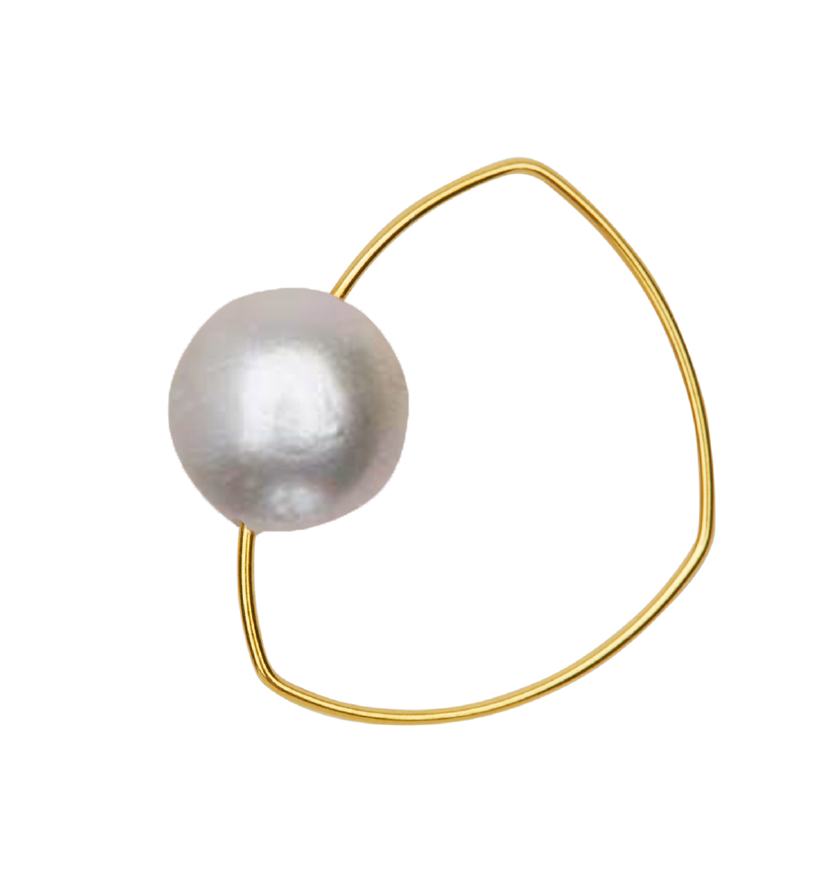 Triangle Ring with Round Fresh Water Ripley Pearl