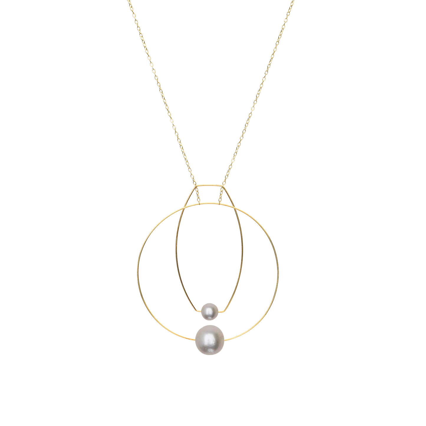 Multi Shape Necklace with Round Freshwater Pearls