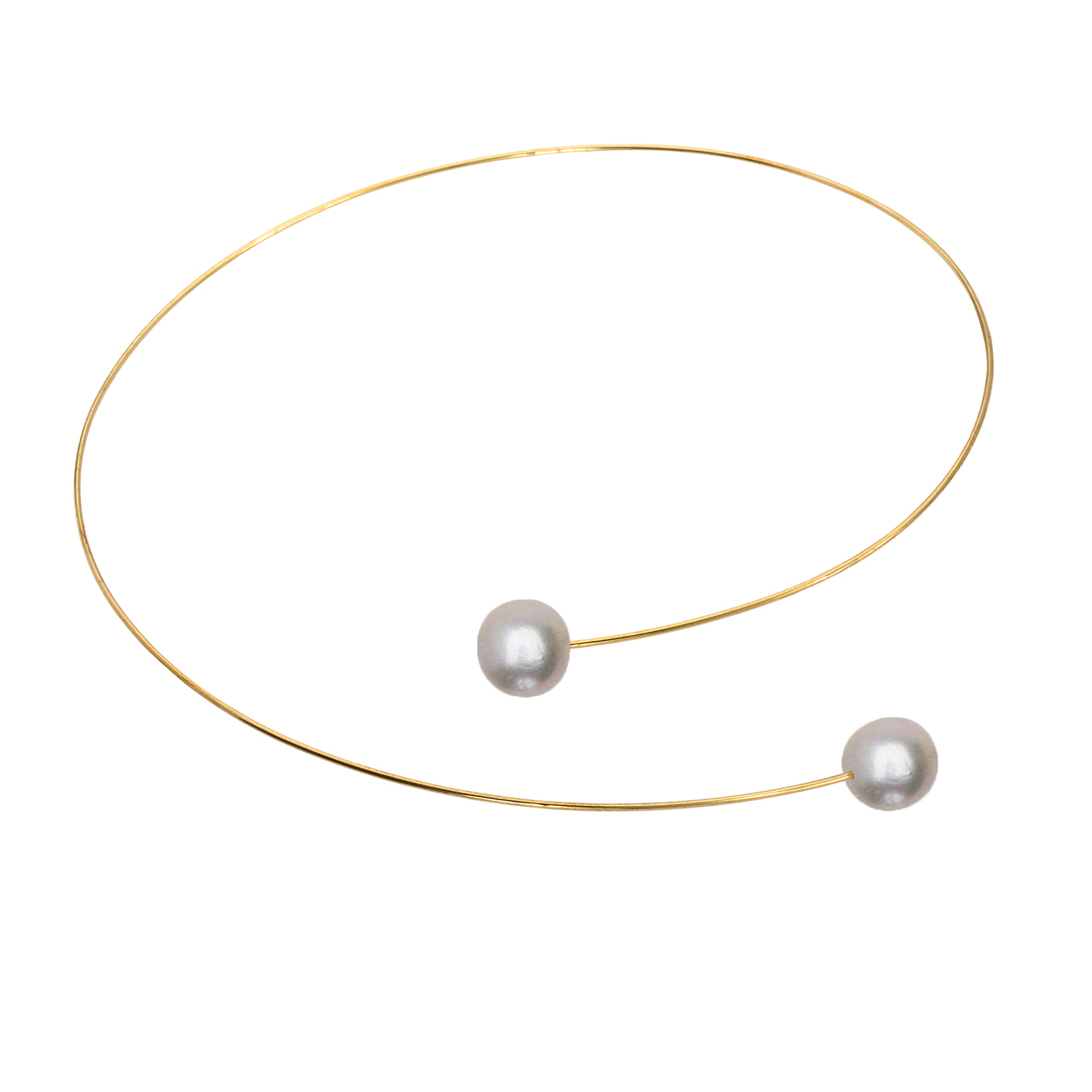 Round Asymmetric Neckwire with Round Freshwater Pearls