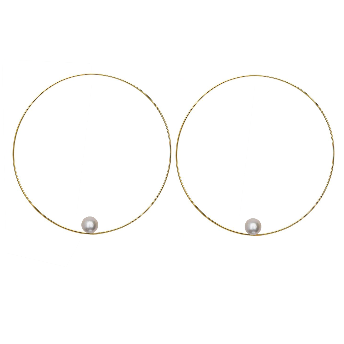 Medium Round Hoops with Round Freshwater Pearls