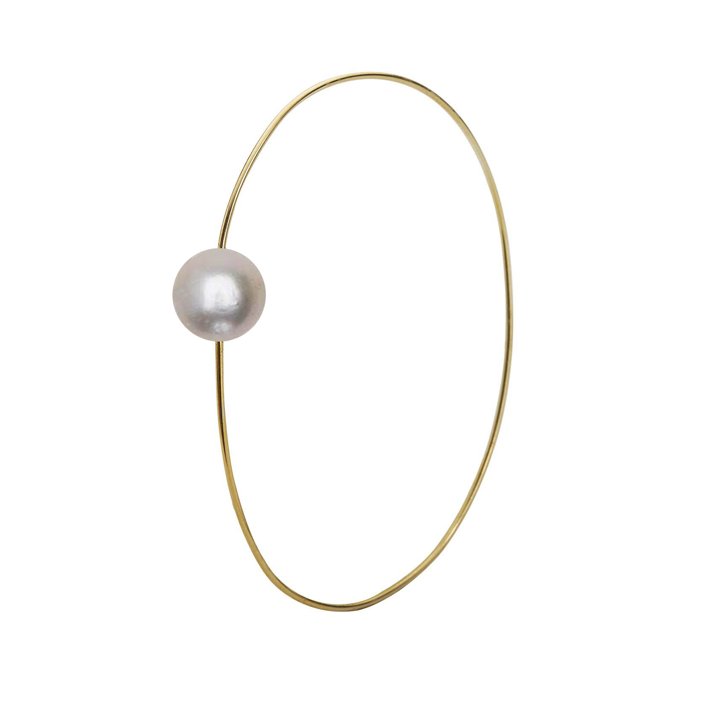 Oval Bangle with Round Freshwater Pearl