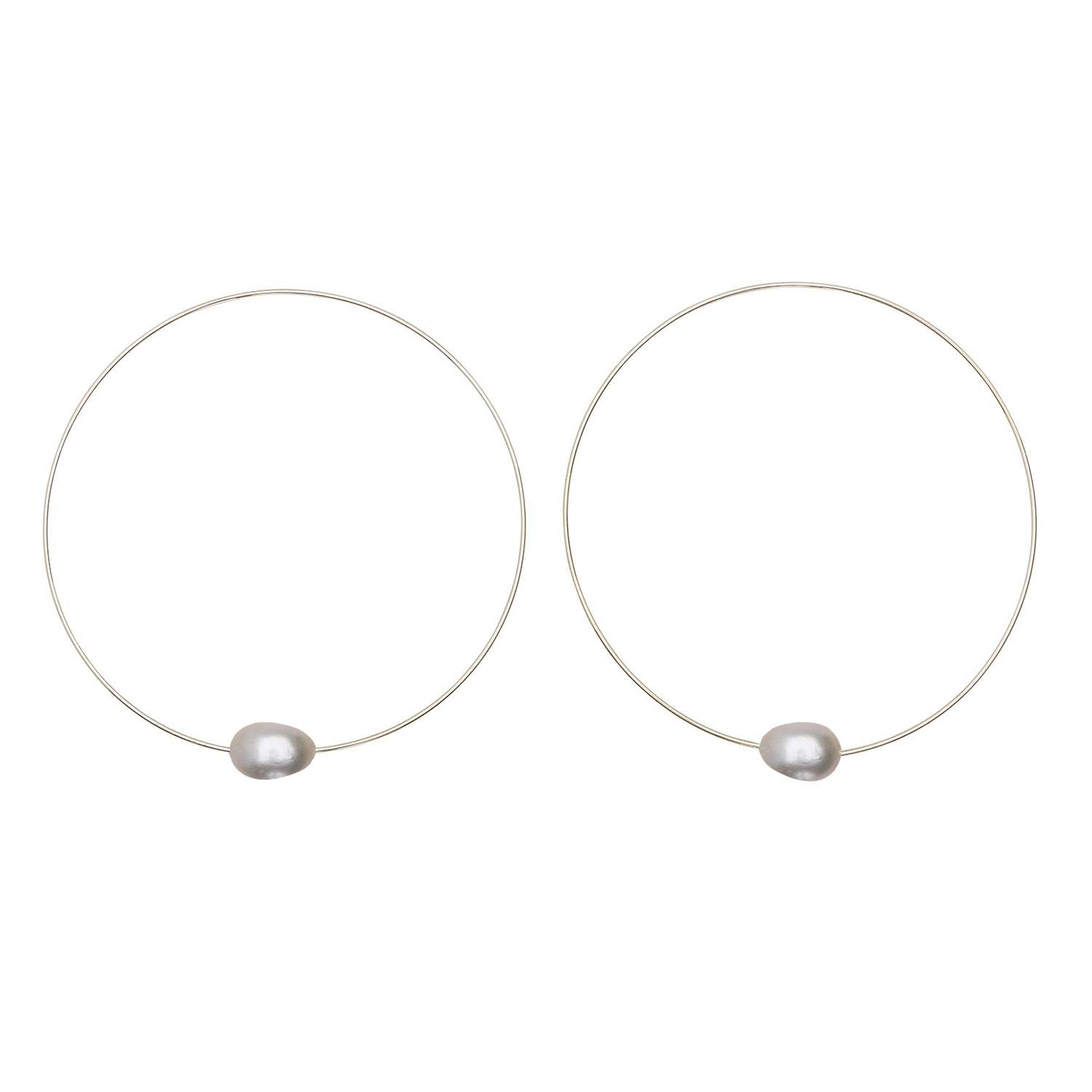 Medium Round Hoops with Oval Medium Round Hoops with Oval Freshwater Pearls