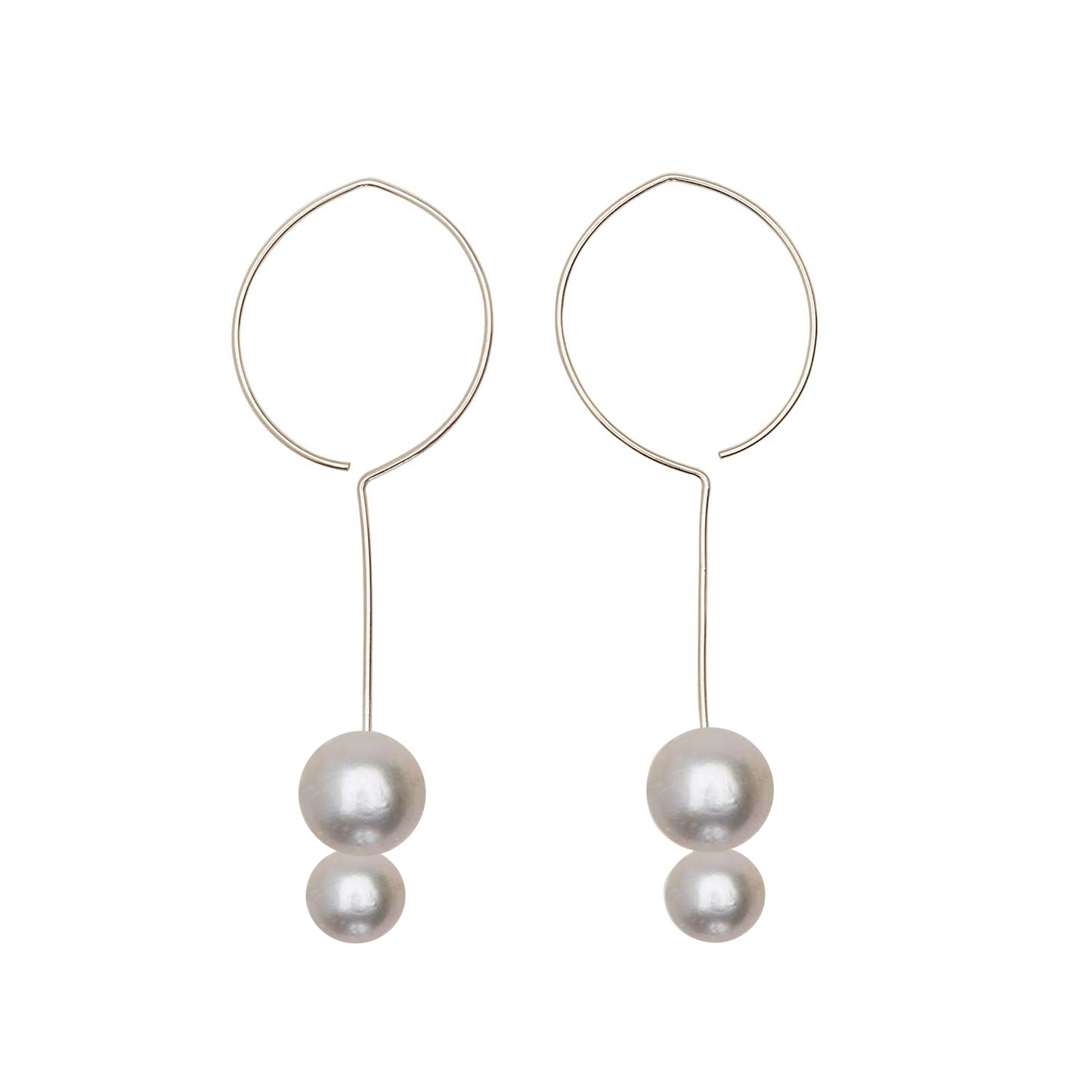 Long Round Drop Earrings with Round Freshwater Pearls