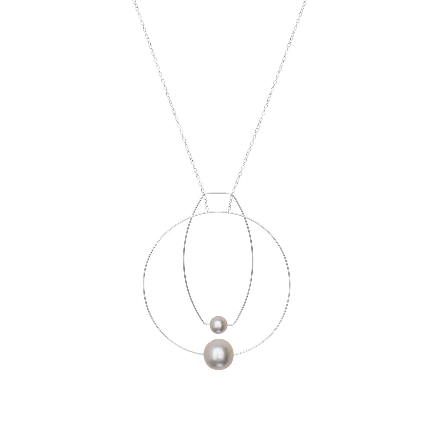 Multi Shape Necklace with Round Freshwater Pearls