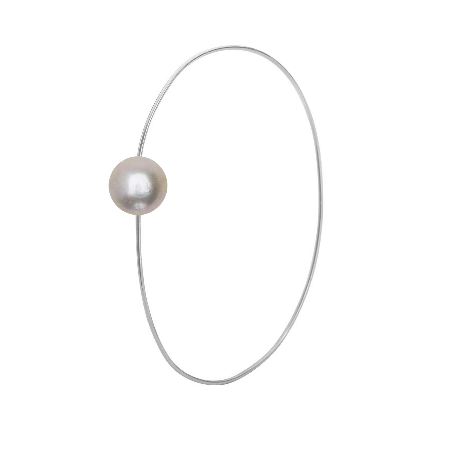 Oval Bangle with Round Freshwater Pearl