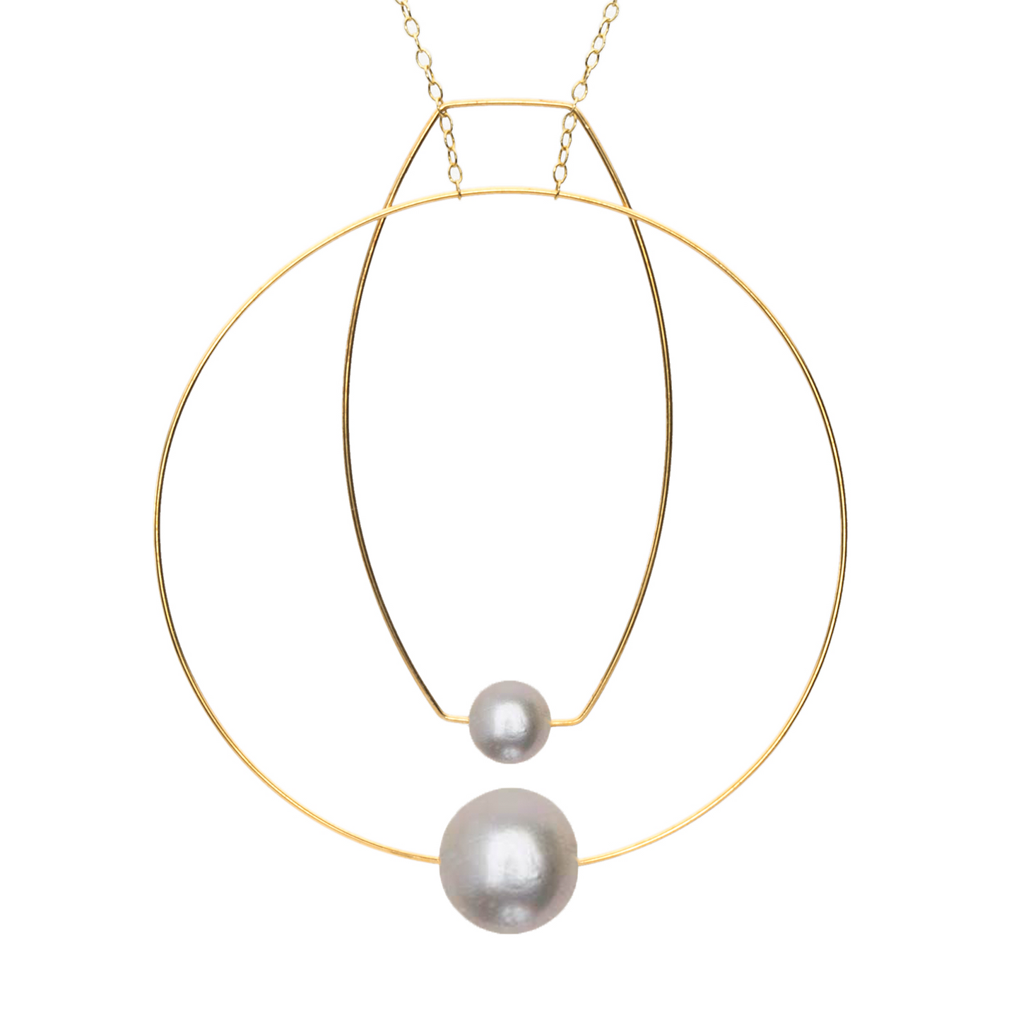 Multi Shape Necklace with Round Freshwater Pearls