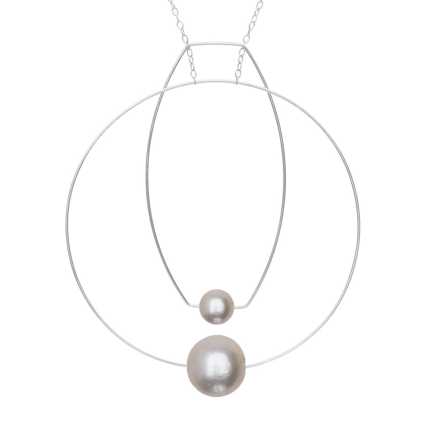 Multi Shape Necklace with Round Freshwater Pearls