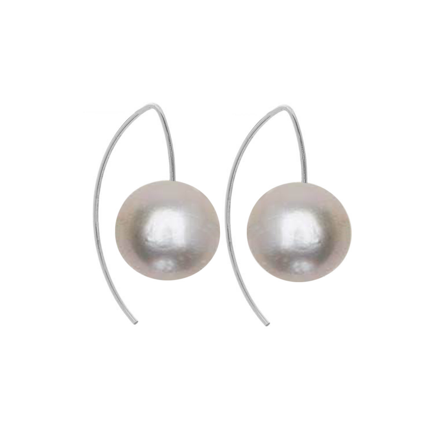 Lobe Huggers Signature Short Curve Earrings with Large Round Freshwater Pearls (12mm)