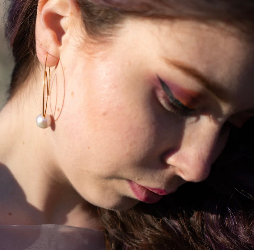 Large Cubist Curvaceous Earrings with Hand-Cut Gemstones