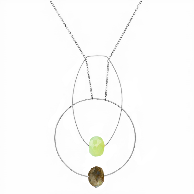Multi Shape Pendant Necklace with Hand-Cut Gems (choices of colour combination)