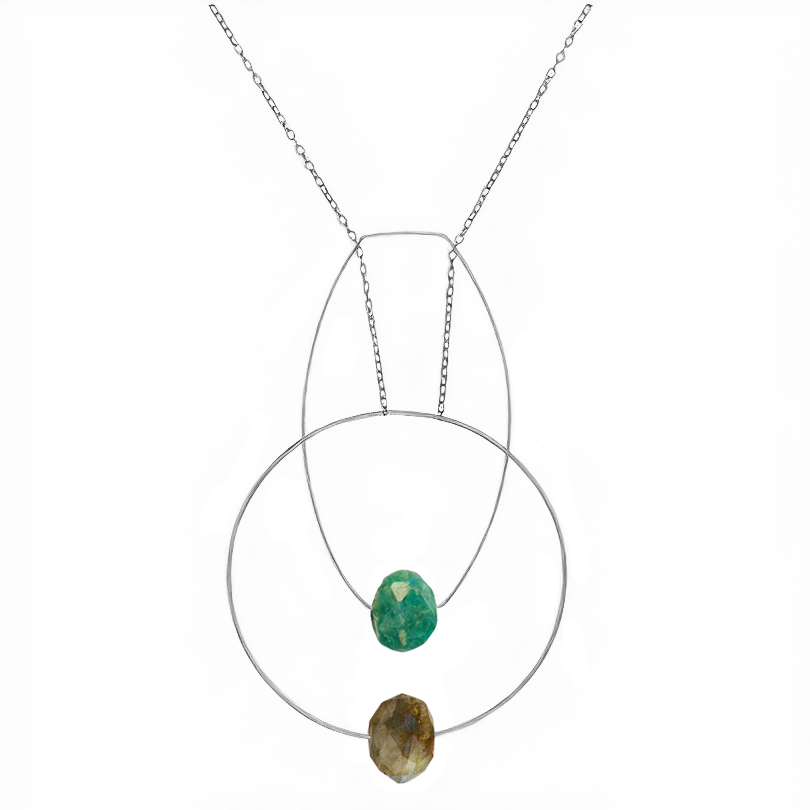 Multi Shape Pendant Necklace with Hand-Cut Gems (choices of colour combination)
