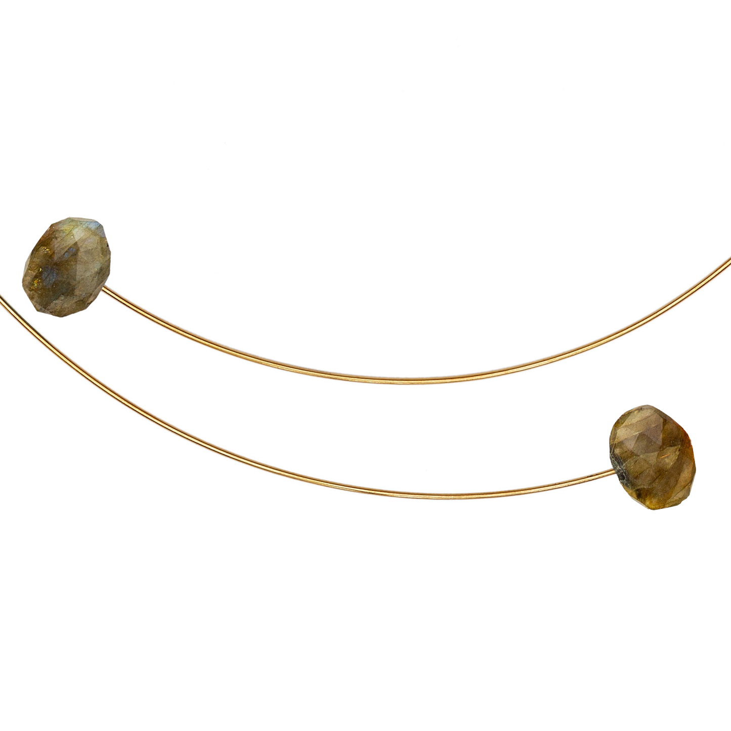 Asymmetric Neckwires with hand-cut gemstones