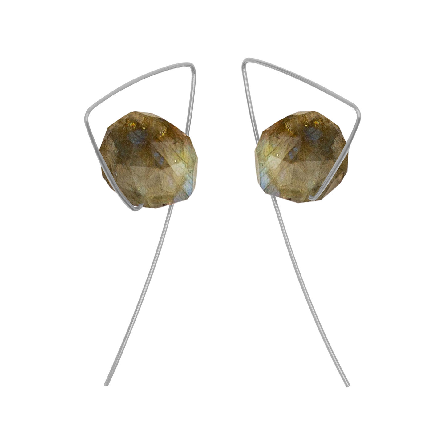 Medium Triangle Twist Earrings with hand-cut precious gems