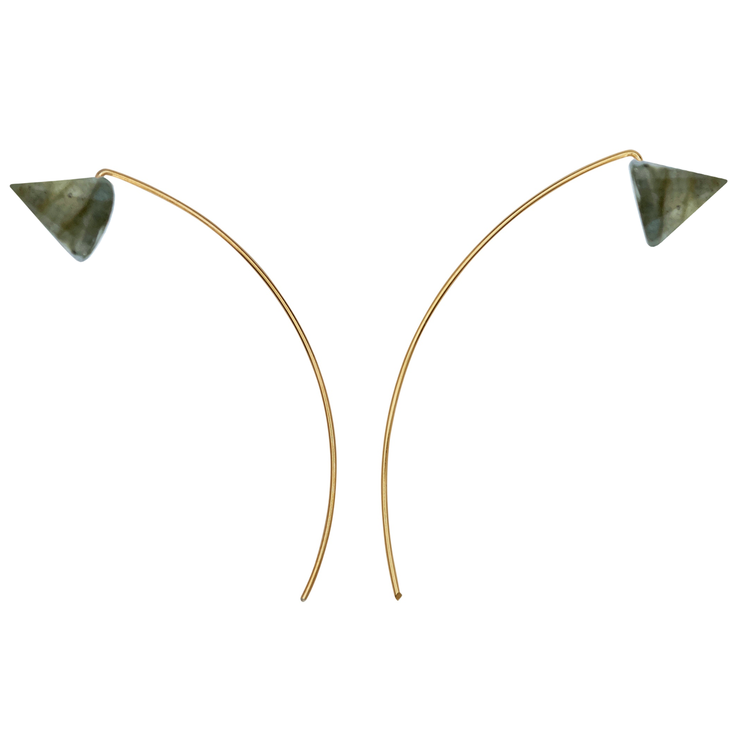 Long Curve Earrings with Cone-shaped Gemstones