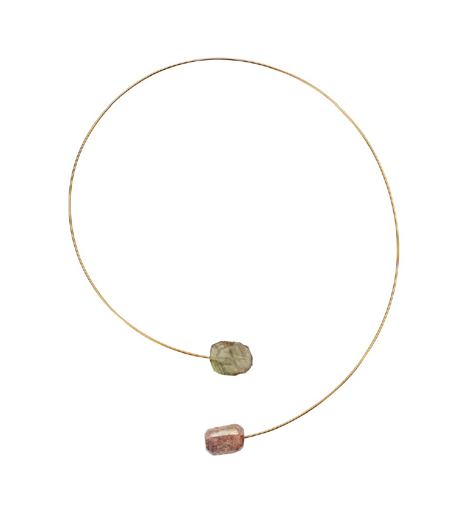 Round Neckwire with Sliced Gemstones