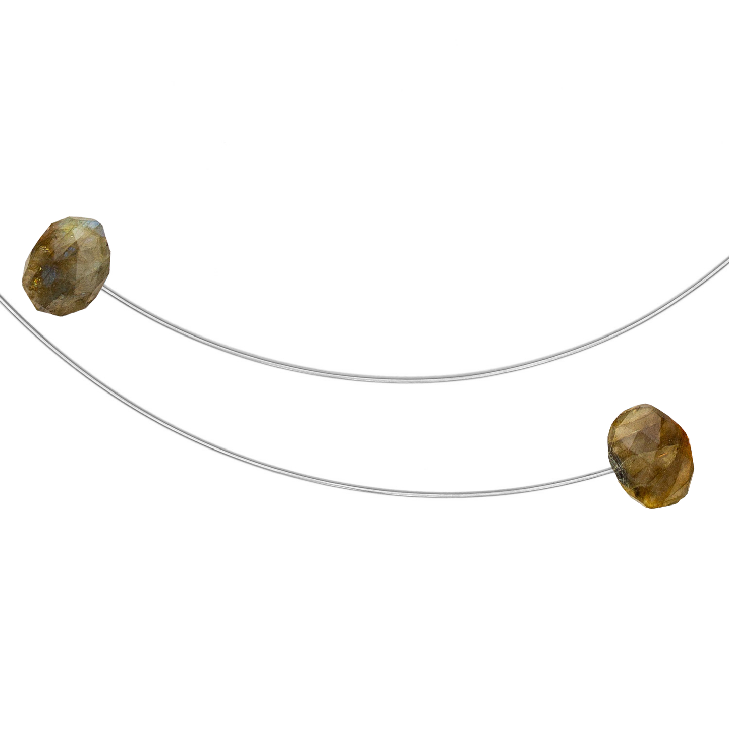 Asymmetric Neckwires with hand-cut gemstones