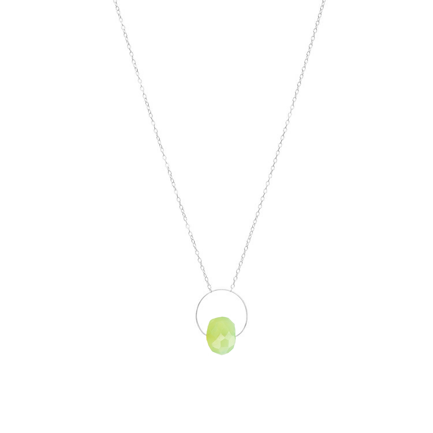 Petite Circle Pendant Necklace with hand-cut precious gem options
