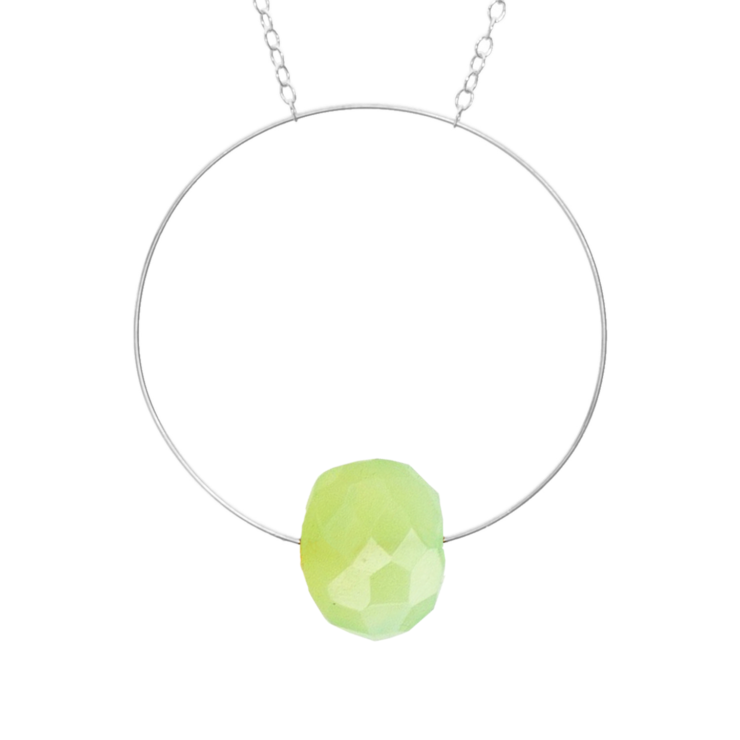 Circle Pendant Necklace with hand-cut Gemstones