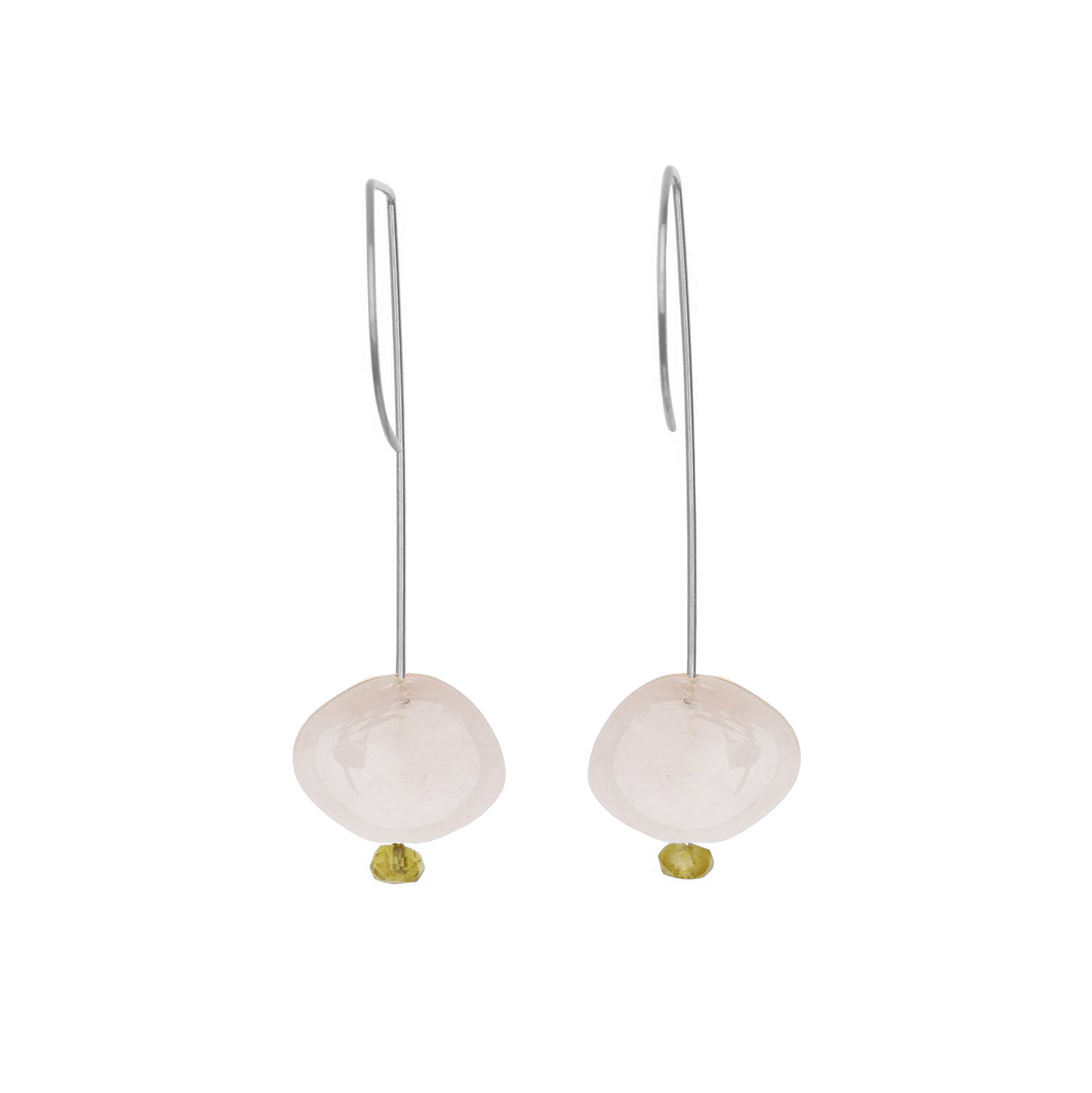 Straight Drop Earrings with Morganite and Round Beads