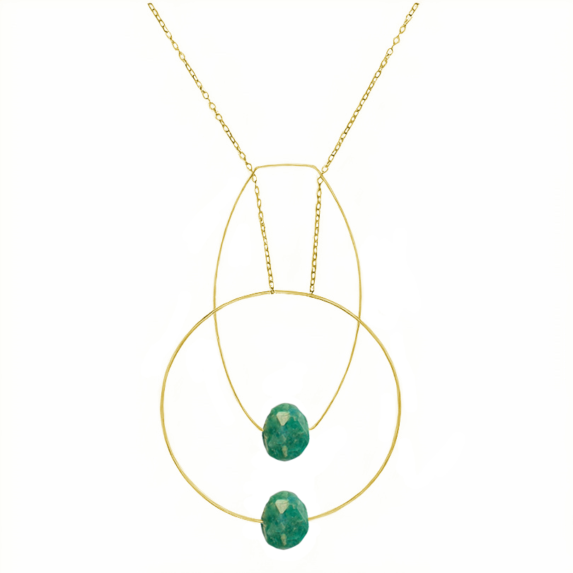 Multi Shape Pendant Necklace with Hand-Cut Precious Gemstones