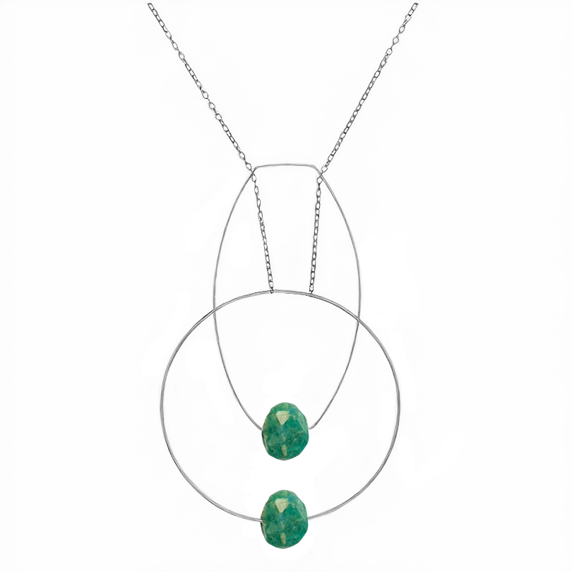 Multi Shape Pendant Necklace with Hand-Cut Precious Gemstones