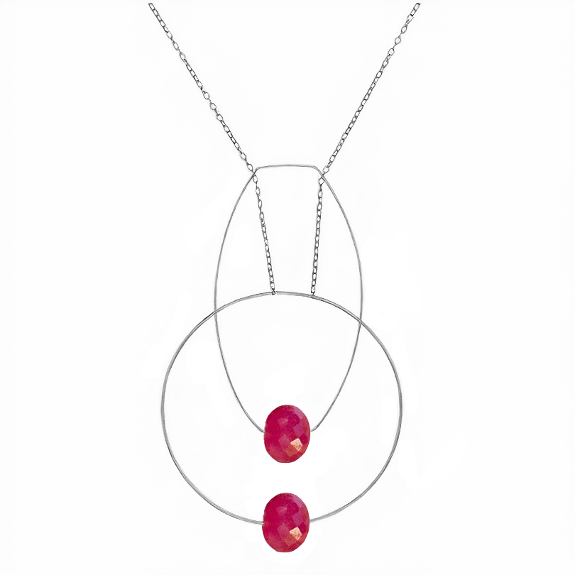 Multi Shape Pendant Necklace with Hand-Cut Precious Gemstones