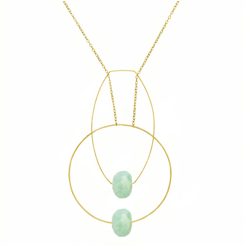 Multi Shape Pendant Necklace with Hand-Cut Precious Gemstones