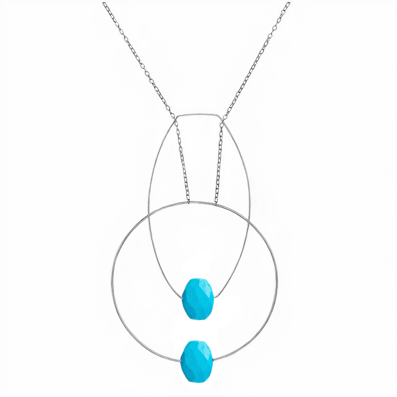 Multi Shape Pendant Necklace with Hand-Cut Precious Gemstones