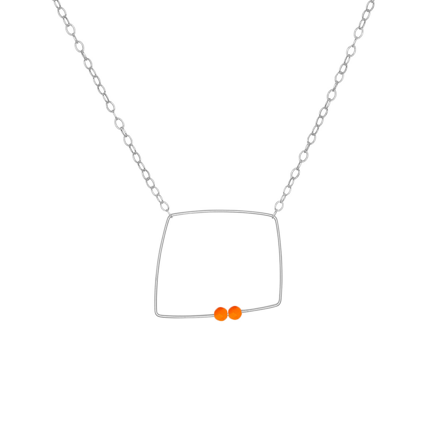 Small Square Pendant Necklace with choice of Round Gemstone Beads