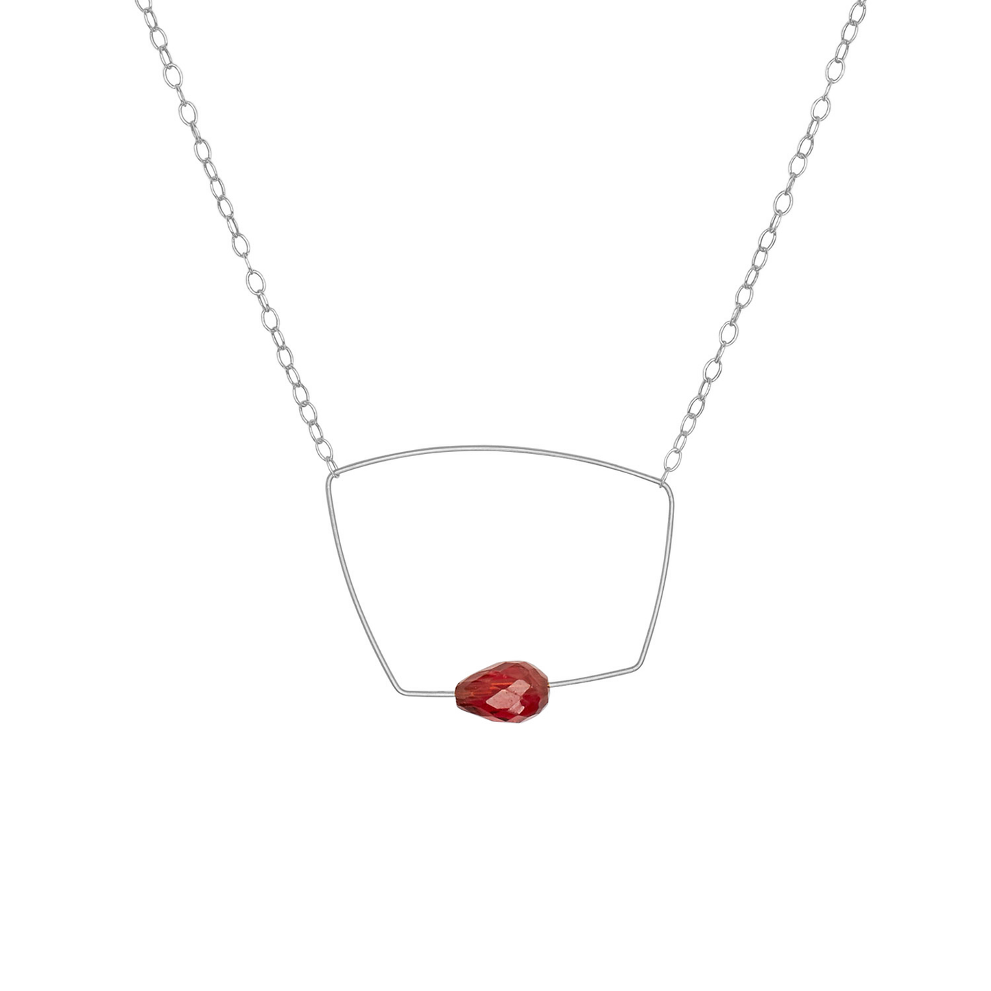Asymmetric Square Pendant Necklace with hand-cut Gemstones