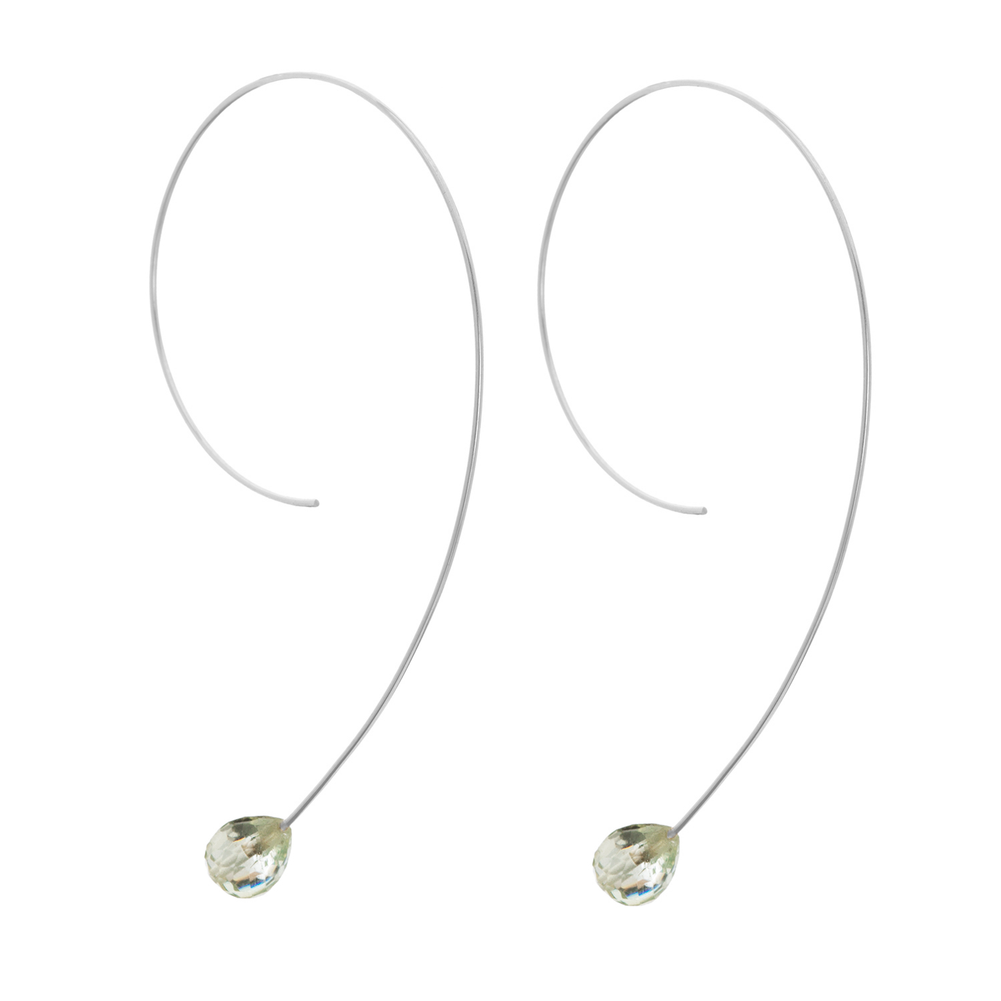 Long Loop Earrings with Drop Gems