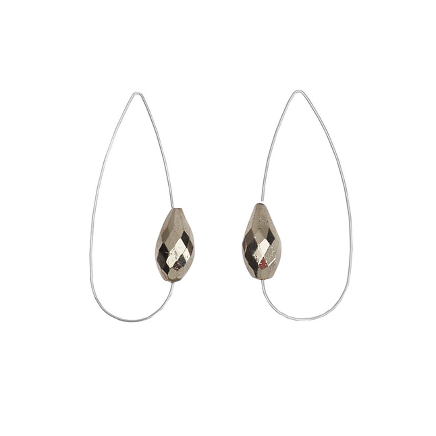 Pointed Oval Earrings with Silver Pyrite or Drop Gems option