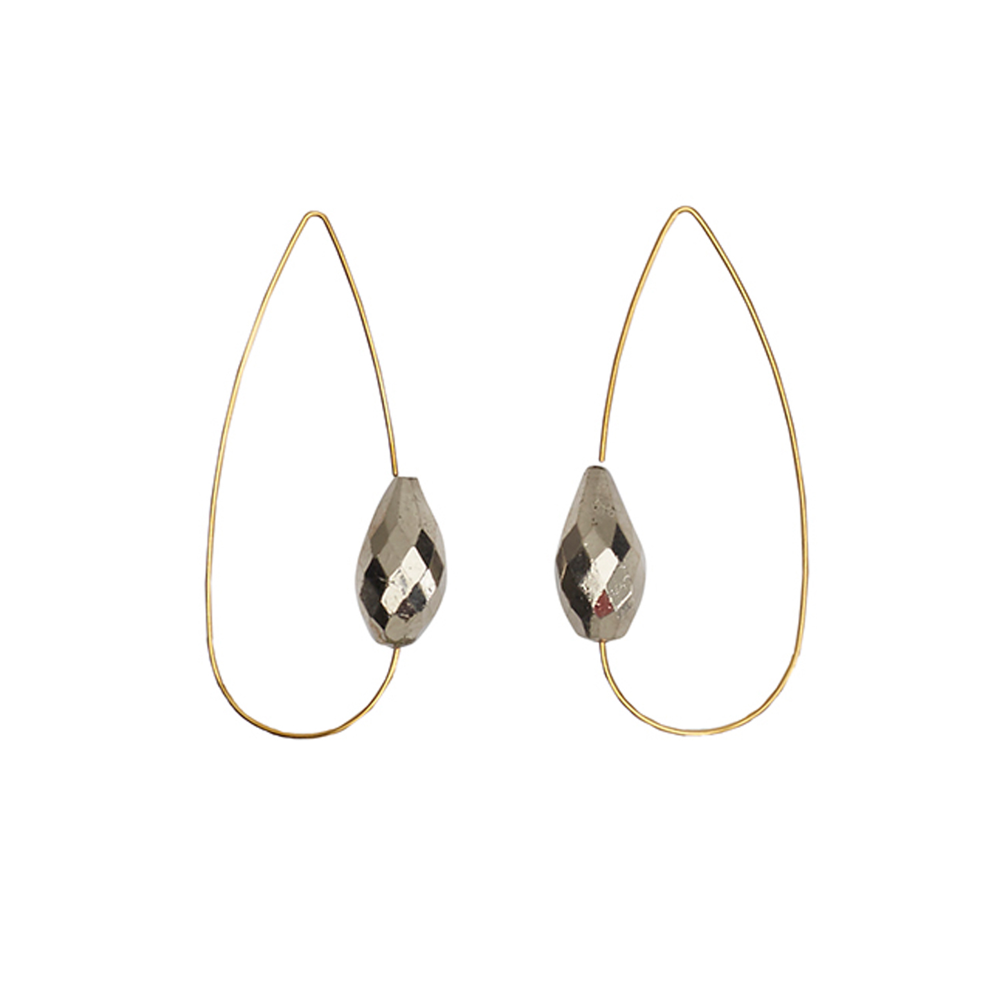 Pointed Oval Earrings with Silver Pyrite or Drop Gems option