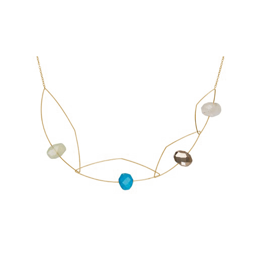 multi coloured gemstone necklace gold