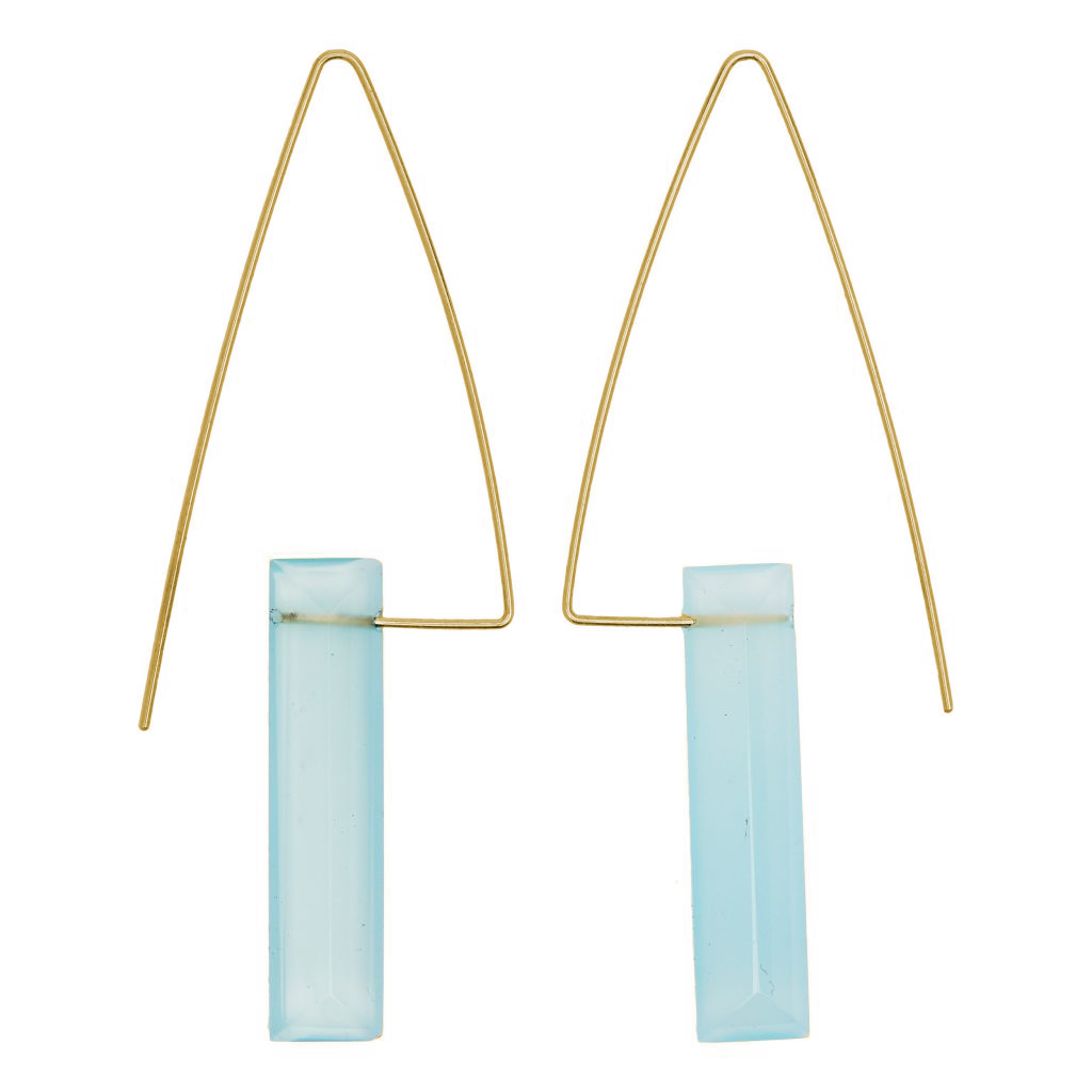 Tall Triangle Earrings with Gemstones